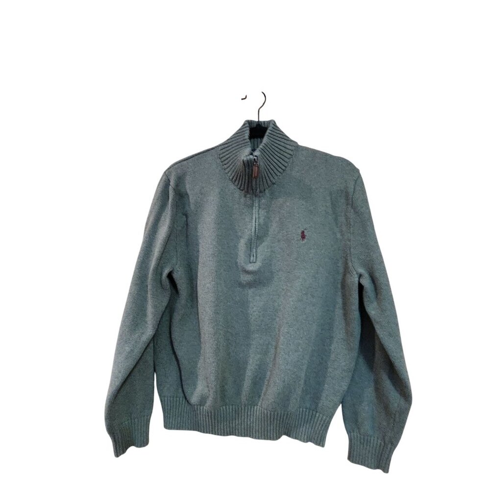 Polo Ralph Lauren Green 1/4 Zip Mock Neck Pullover Sweater Men’s L Cotton